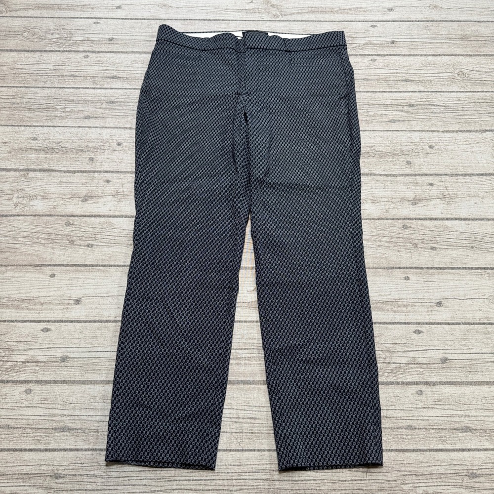 Banana Republic Dress Pants Women's 32 Blue Geometric Stretch Straight Trousers